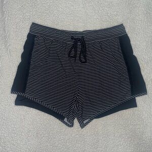 Lined Black and White Striped Shorts — Tangerine